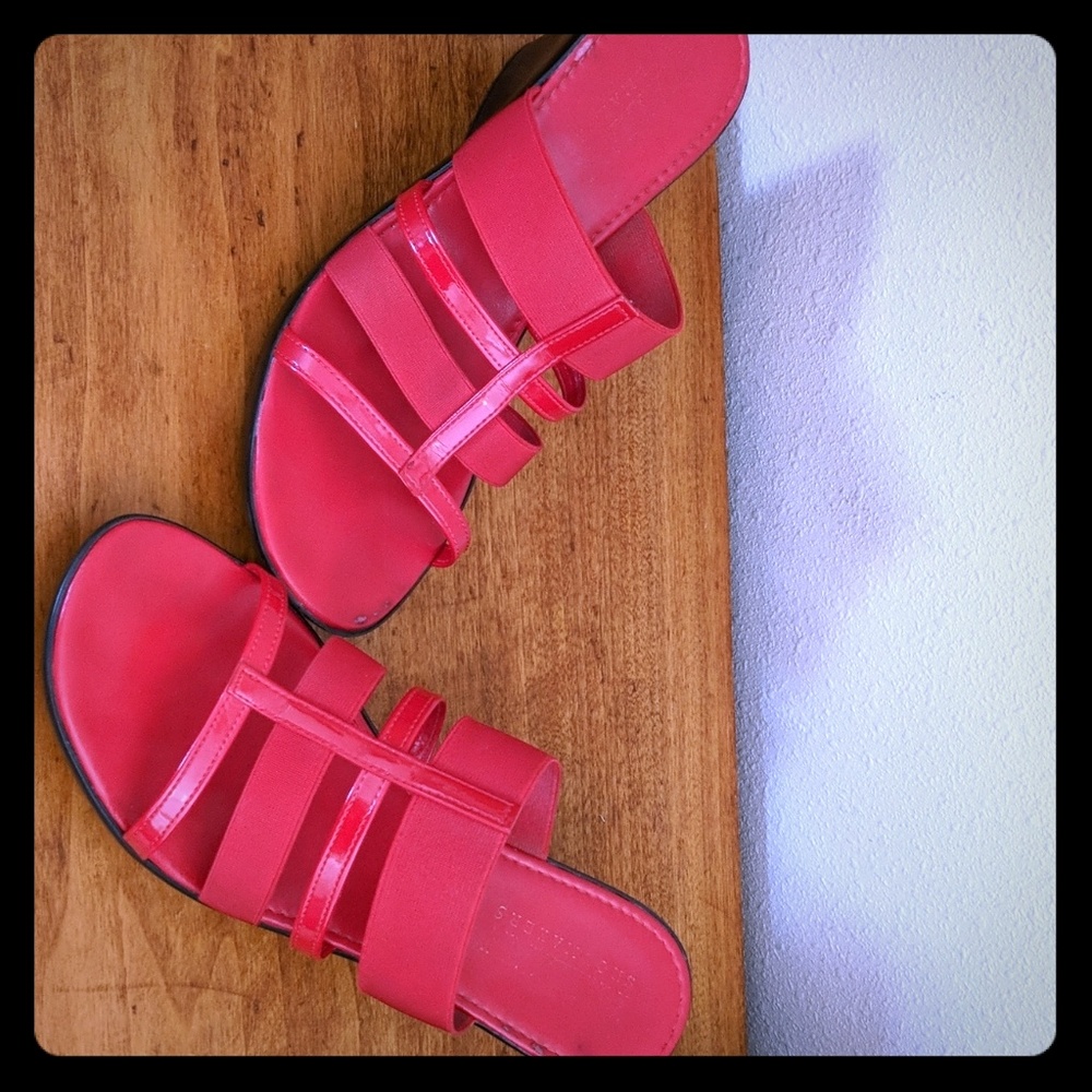 Red wedge sandals